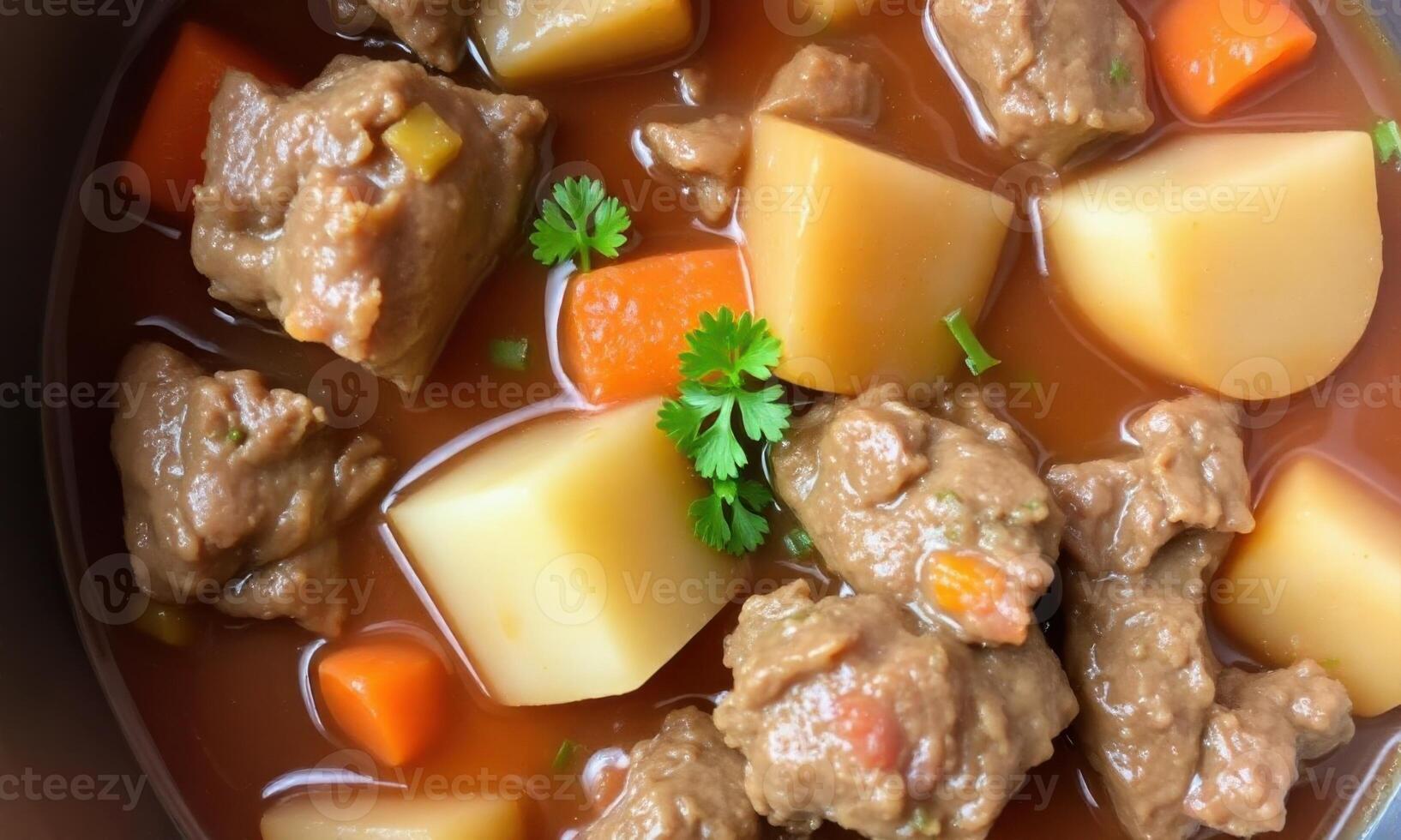 A bowl of stew with meat and potatoes photo