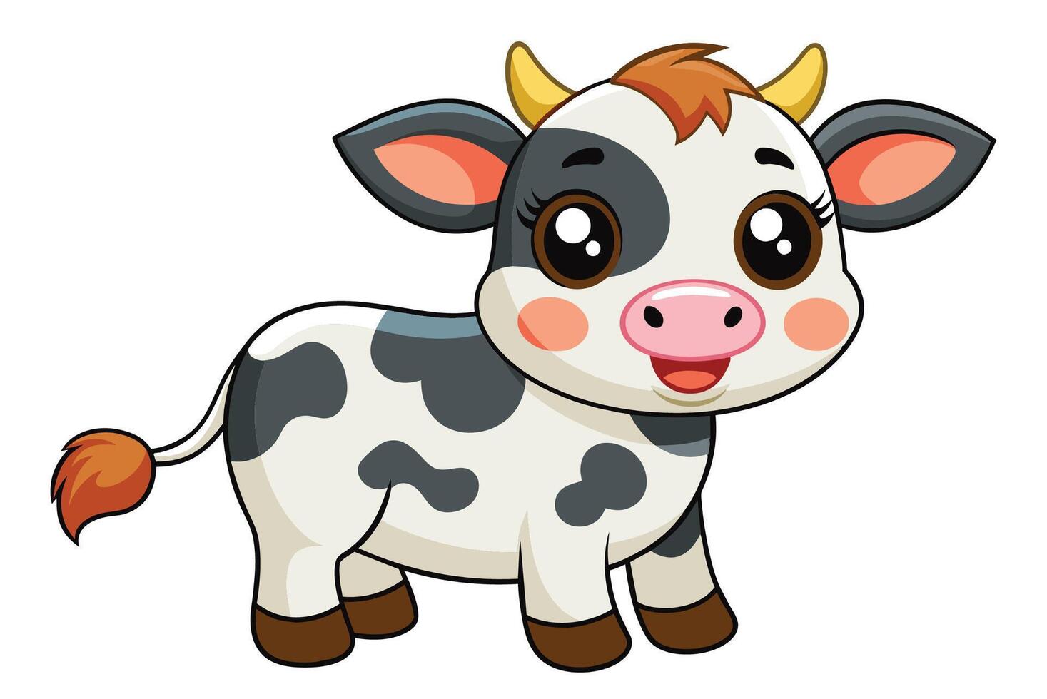 Cute little cow cartoon illustration vector