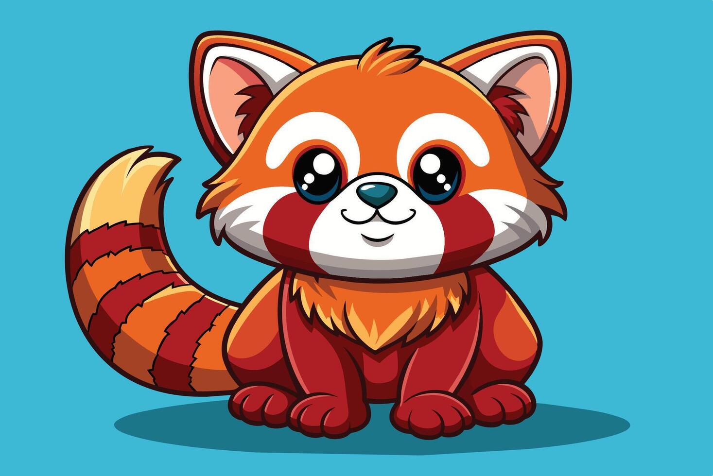 A cartoon red panda with a big smile vector