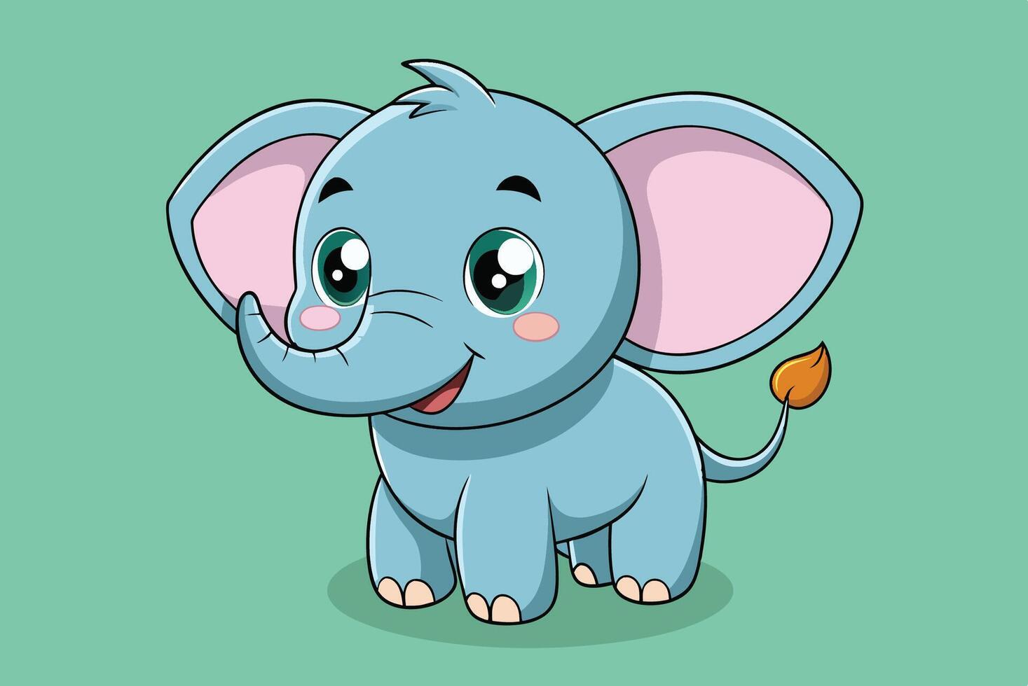 Cartoon elephant with big ears and big eyes vector