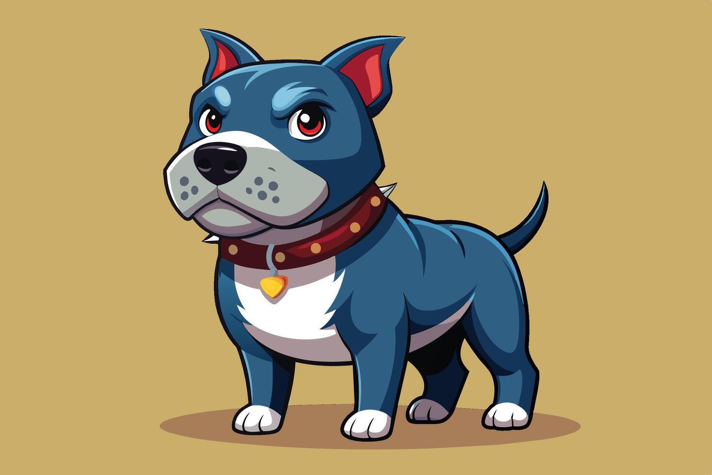 Cartoon dog with red collar and blue eyes vector