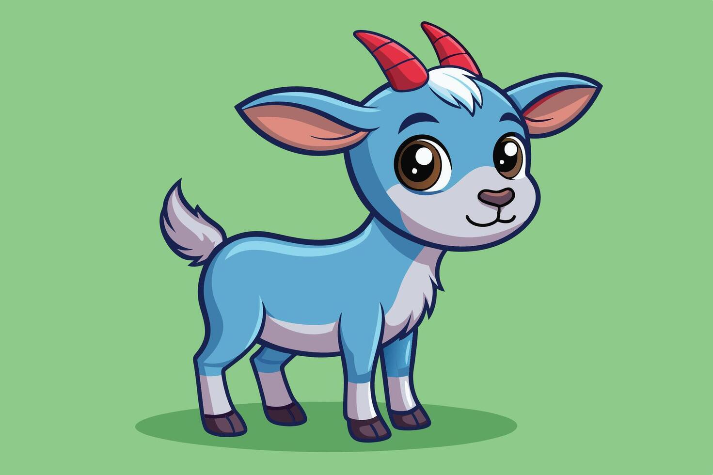 A cute cartoon goat character with large eyes and prominent horns against a soft pastel background vector