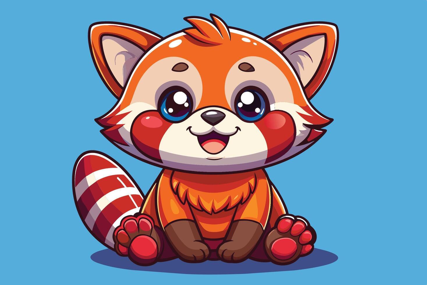 A cartoon red panda sitting down vector