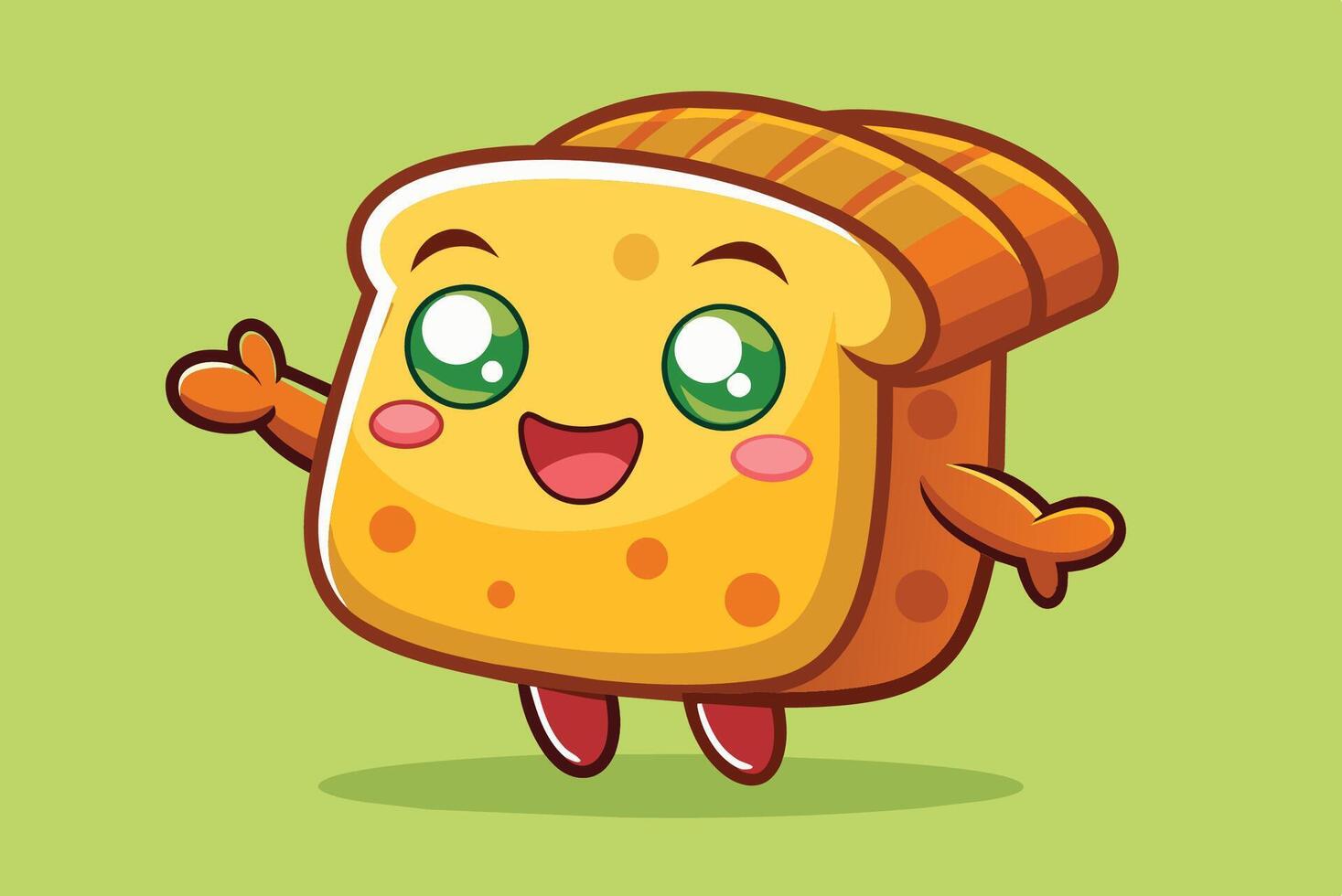 A cartoon slice of bread with eyes and a smile vector