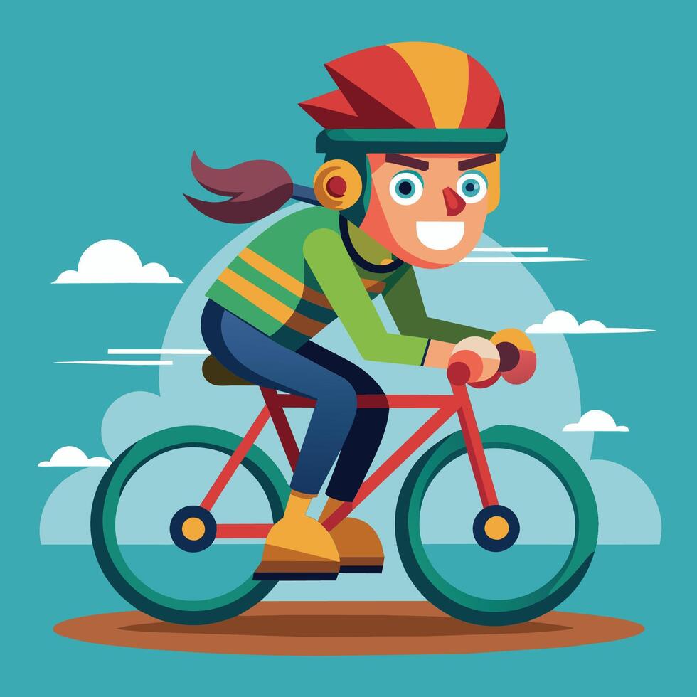 A cartoon character riding a bike vector