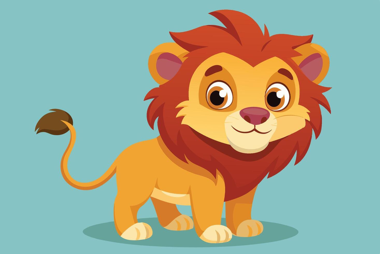 Cute cartoon lion standing upright with a friendly expression against a light blue background vector