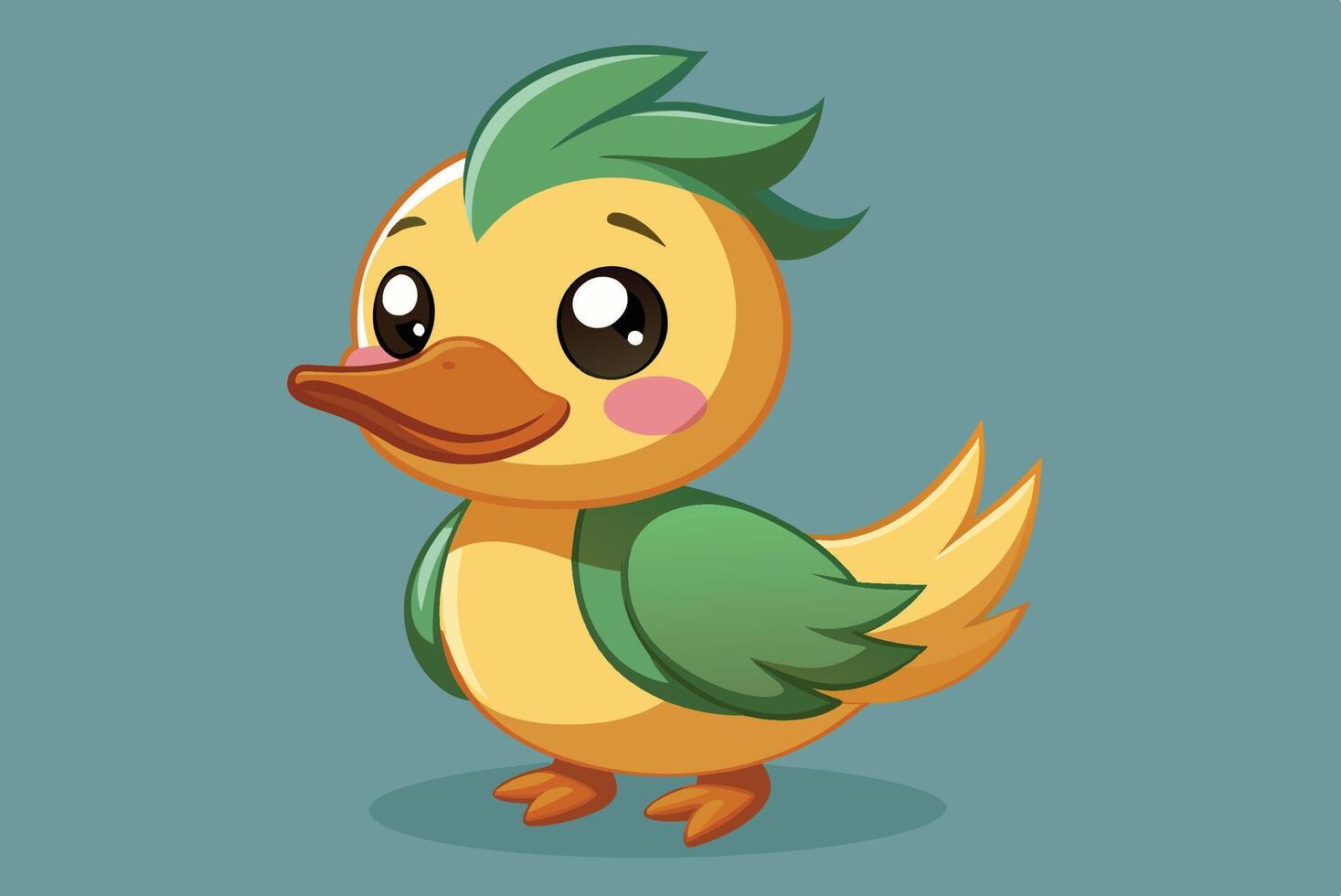 A cartoon duck with green hair and a green beak vector