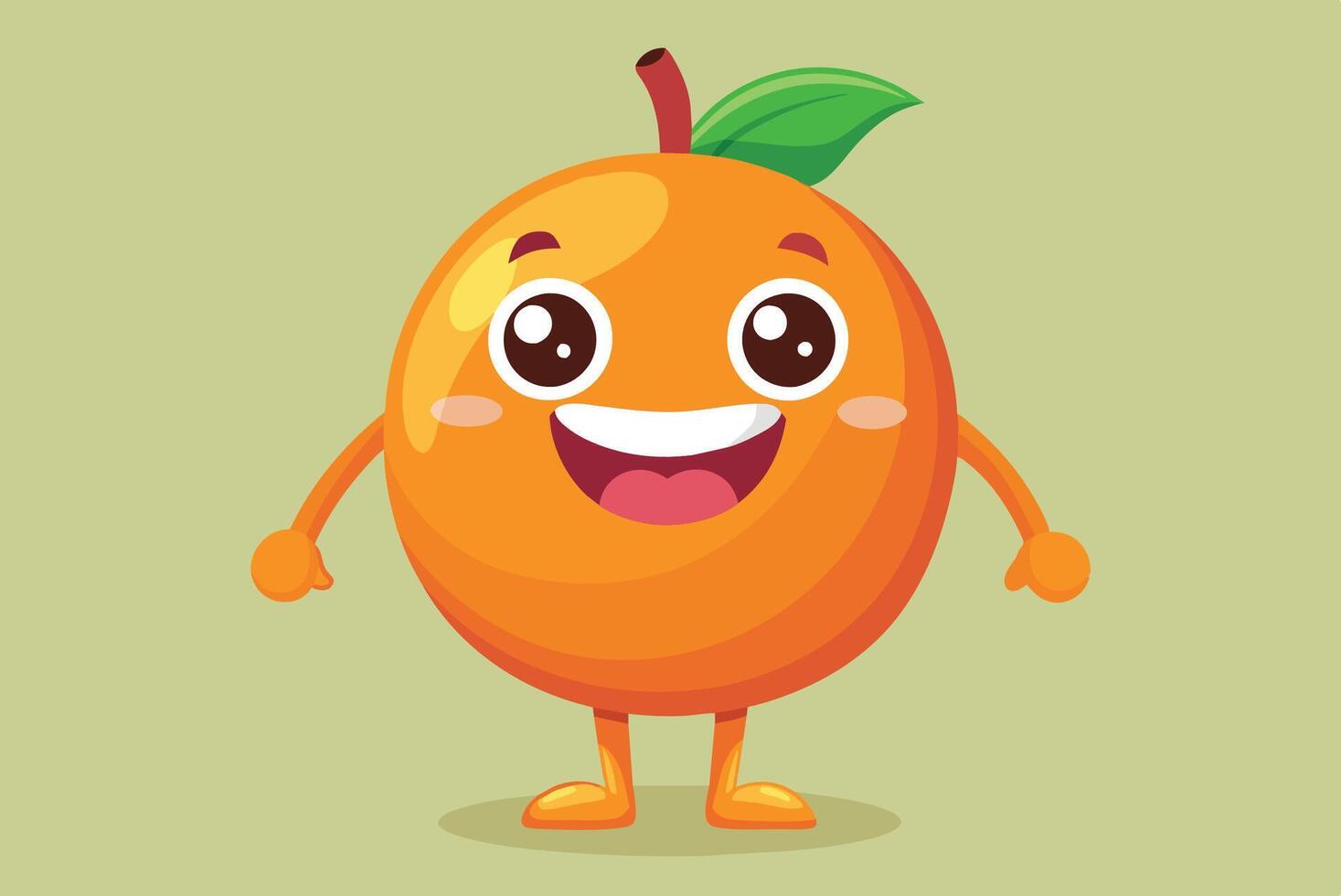 A cheerful, cartoon orange character stands smiling against a light green background, showcasing its playful design and bright colors vector
