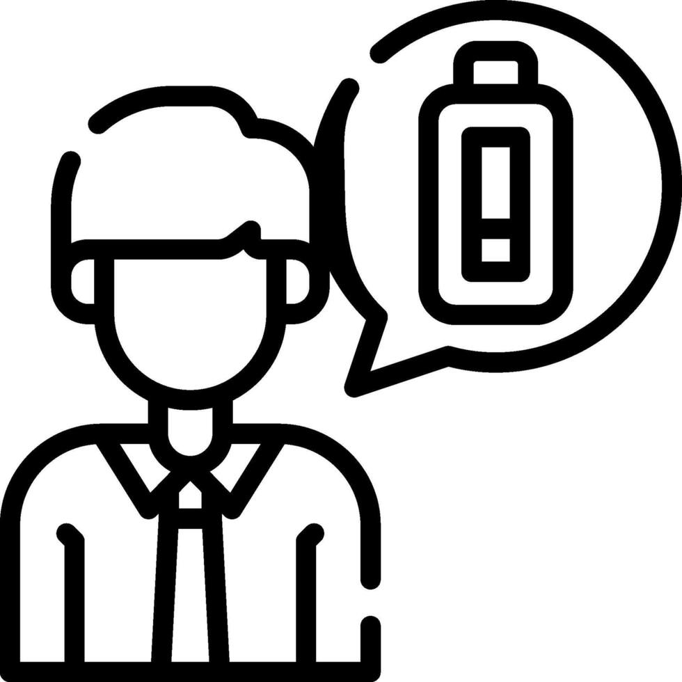 A man with a battery in his hand and a speech bubble vector