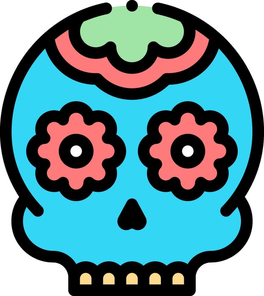A sugar skull with colorful flowers on it vector