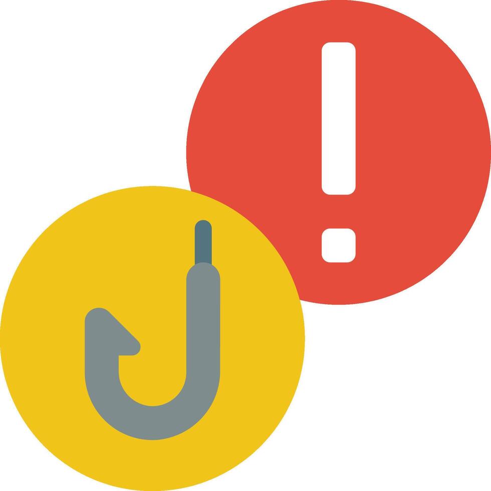 Two red and yellow circles with a hook and exclamation mark vector