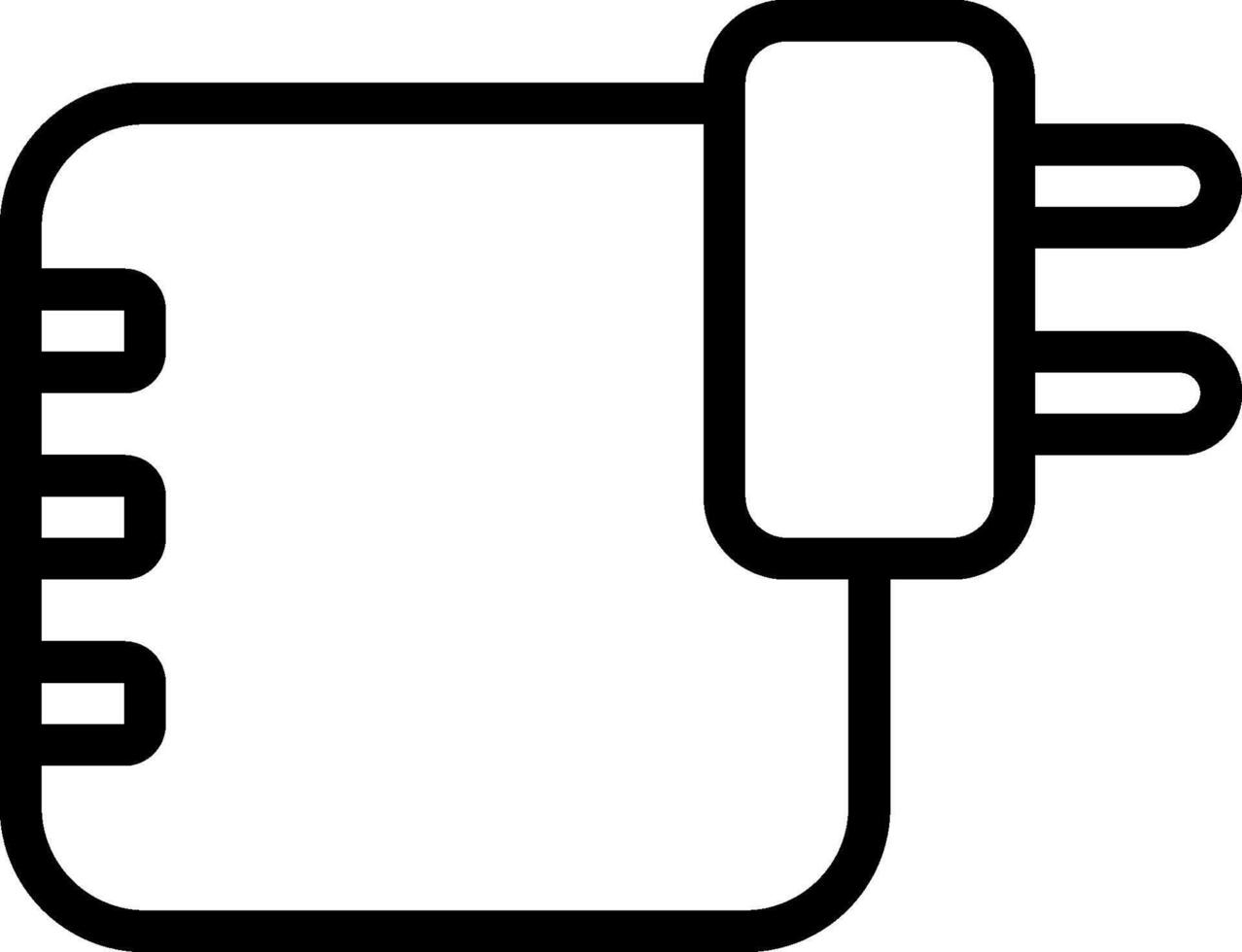 A black and white icon of a plug vector