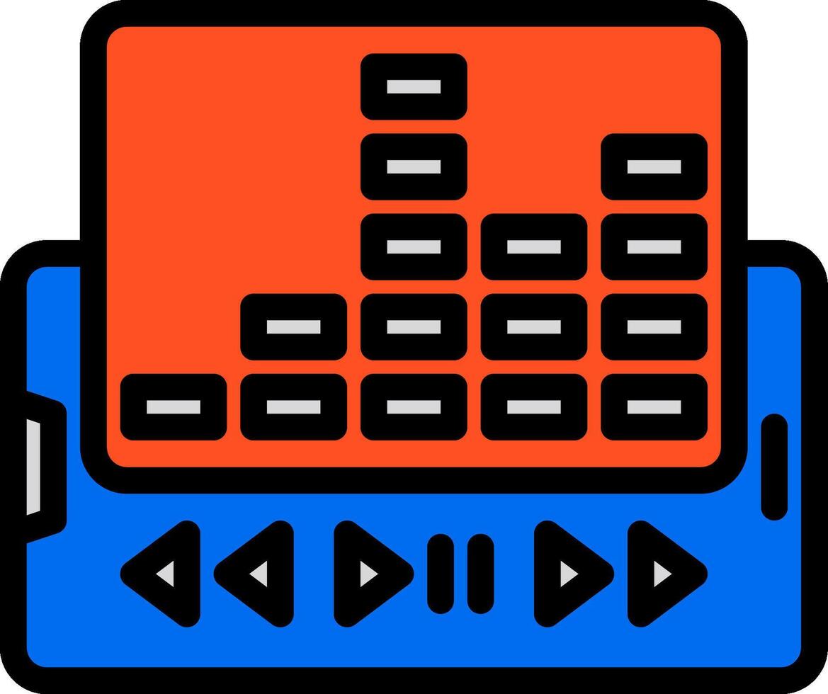 A music player with a red and blue background vector