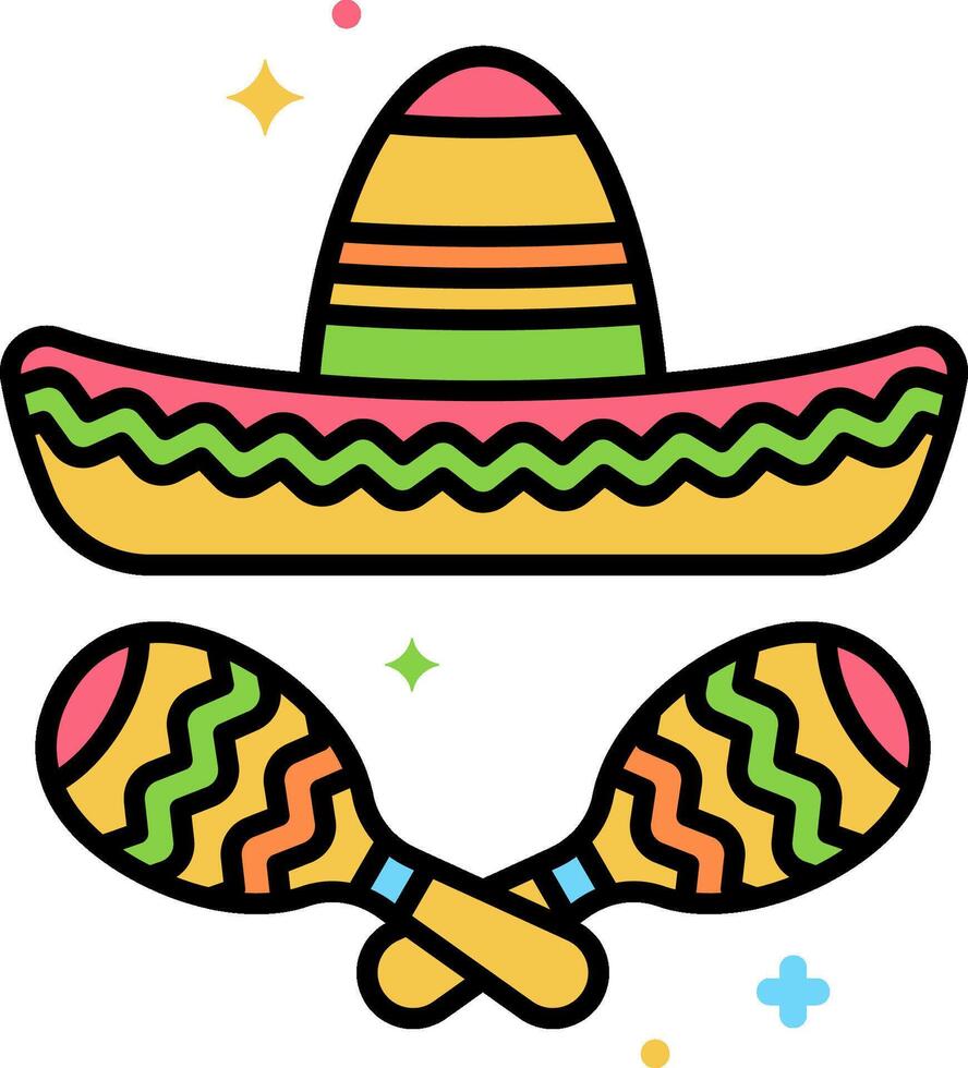 Mexican hat and maracas vector