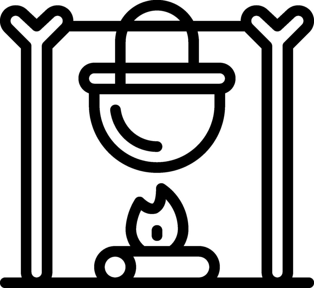 A black and white icon of a stove and a fire vector