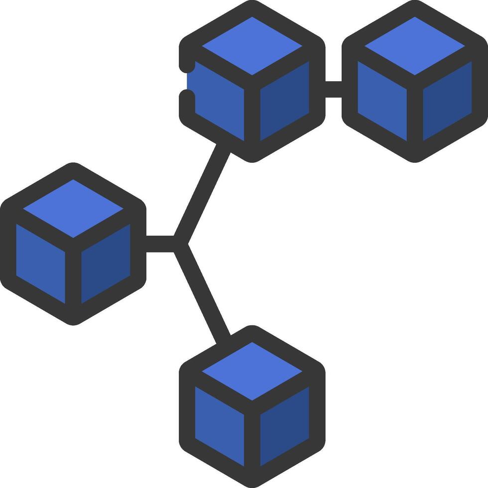 A network of blue cubes vector