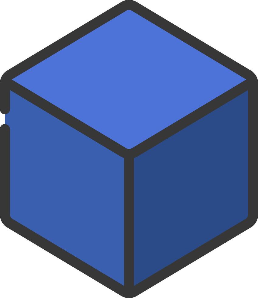 A blue cube with a black outline vector