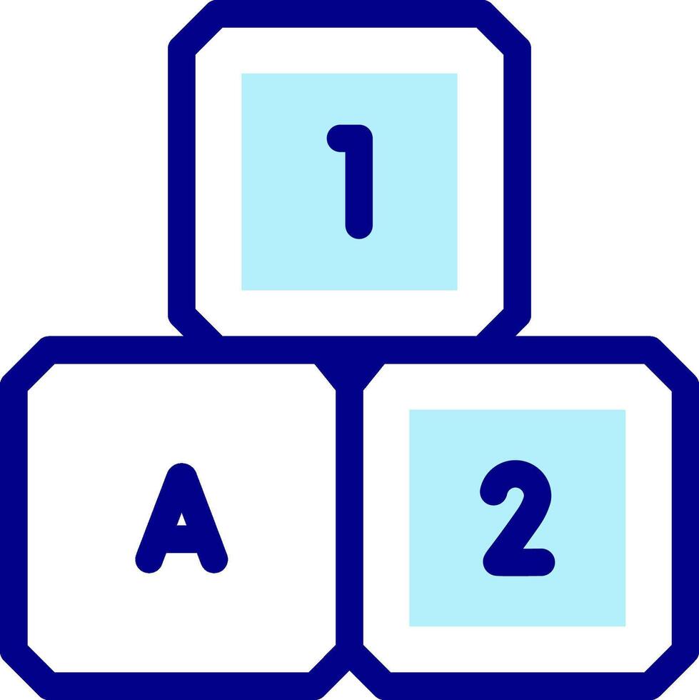 A blue and white cube with the number 1 and 2 on it vector