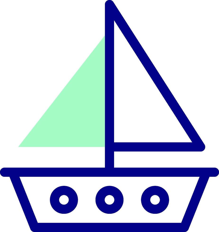 A sailboat icon with a green sail vector