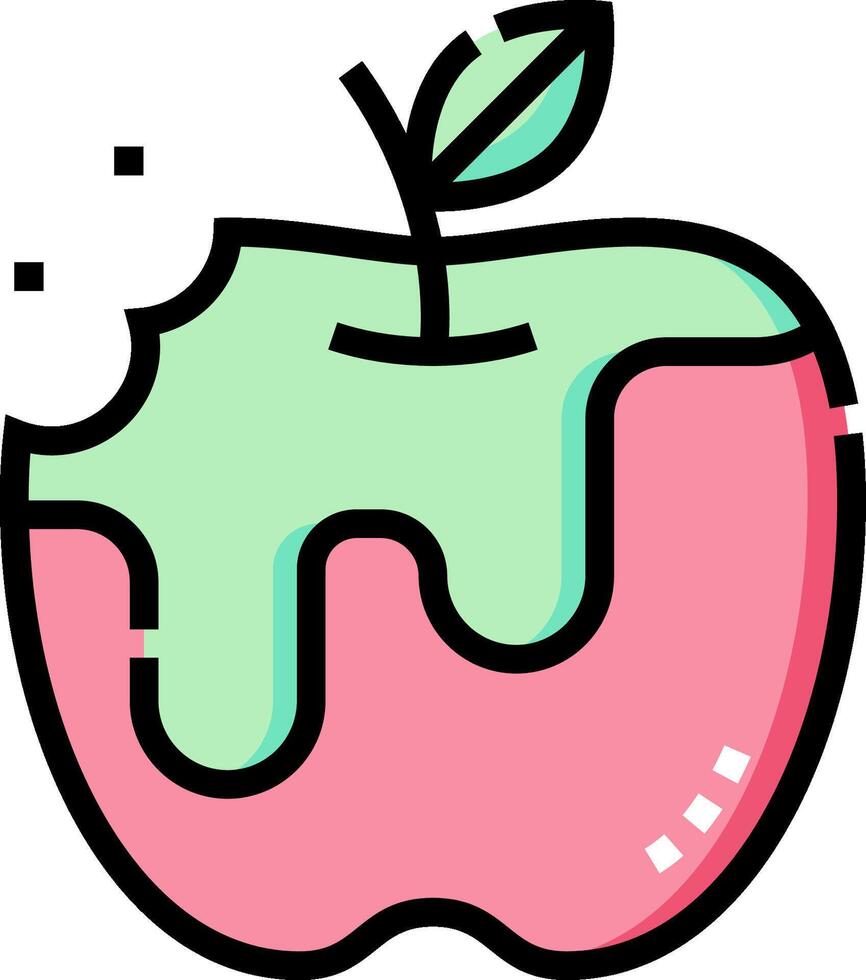 An apple with a green and pink coating vector