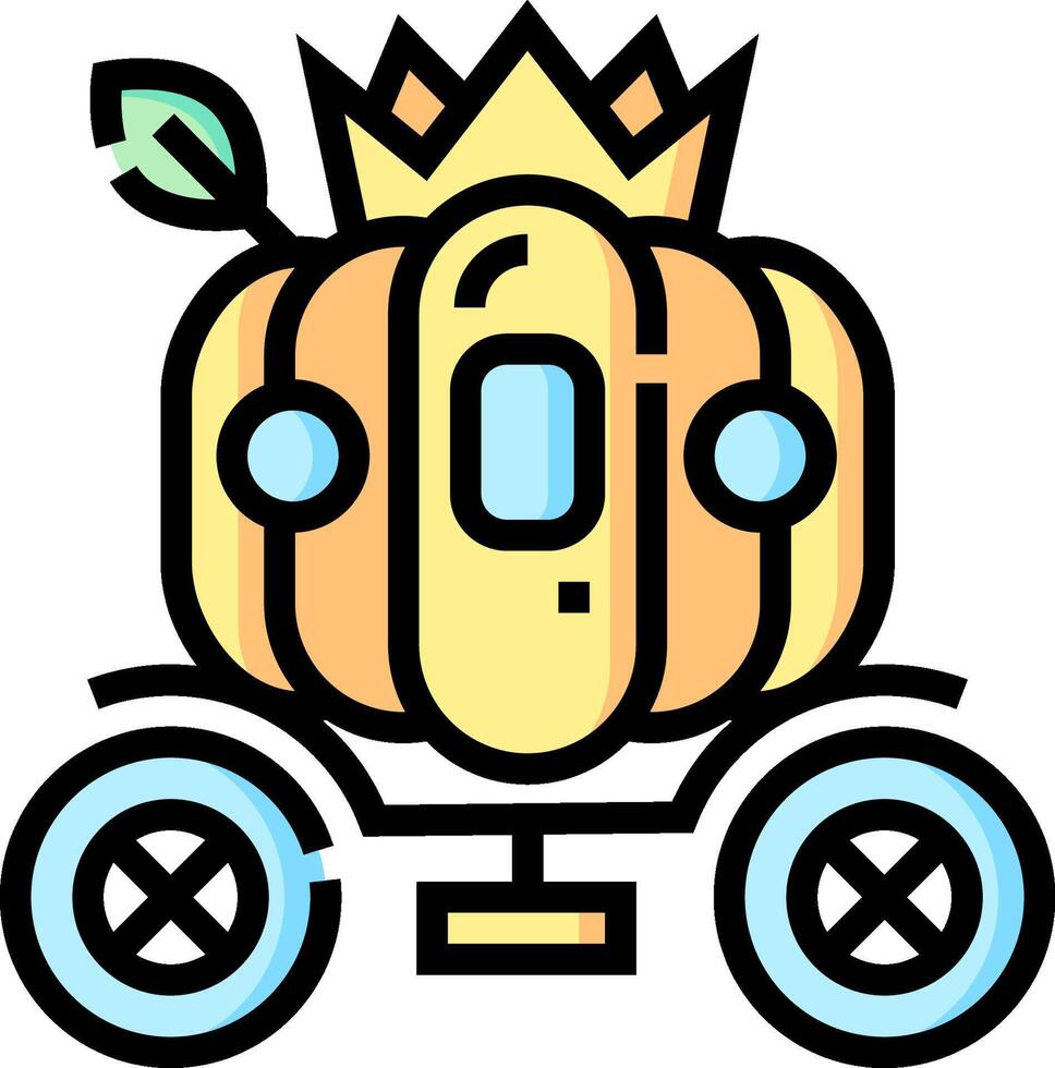 A cartoon pumpkin carriage with a crown on it vector