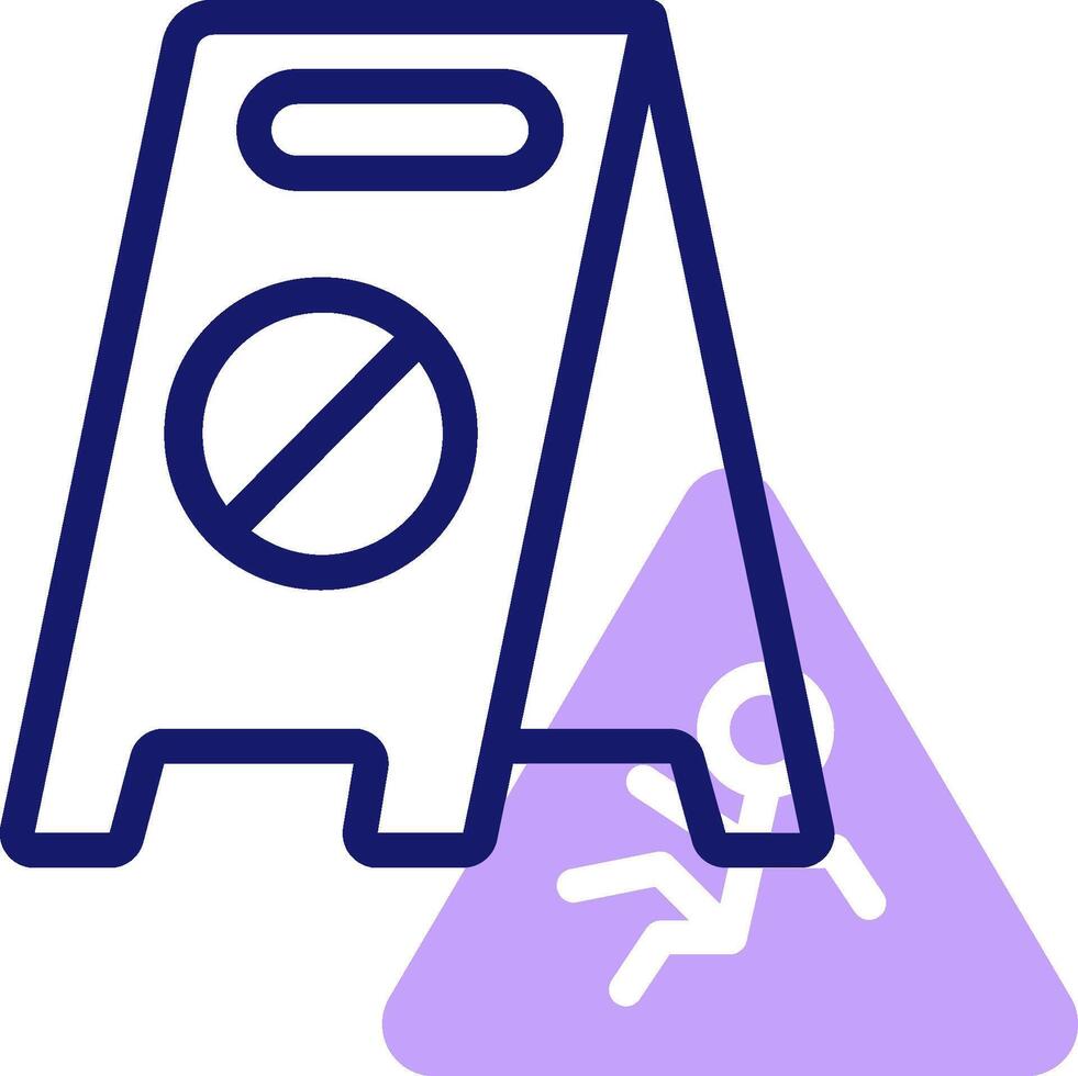 A purple triangle with a sign that says no entry vector