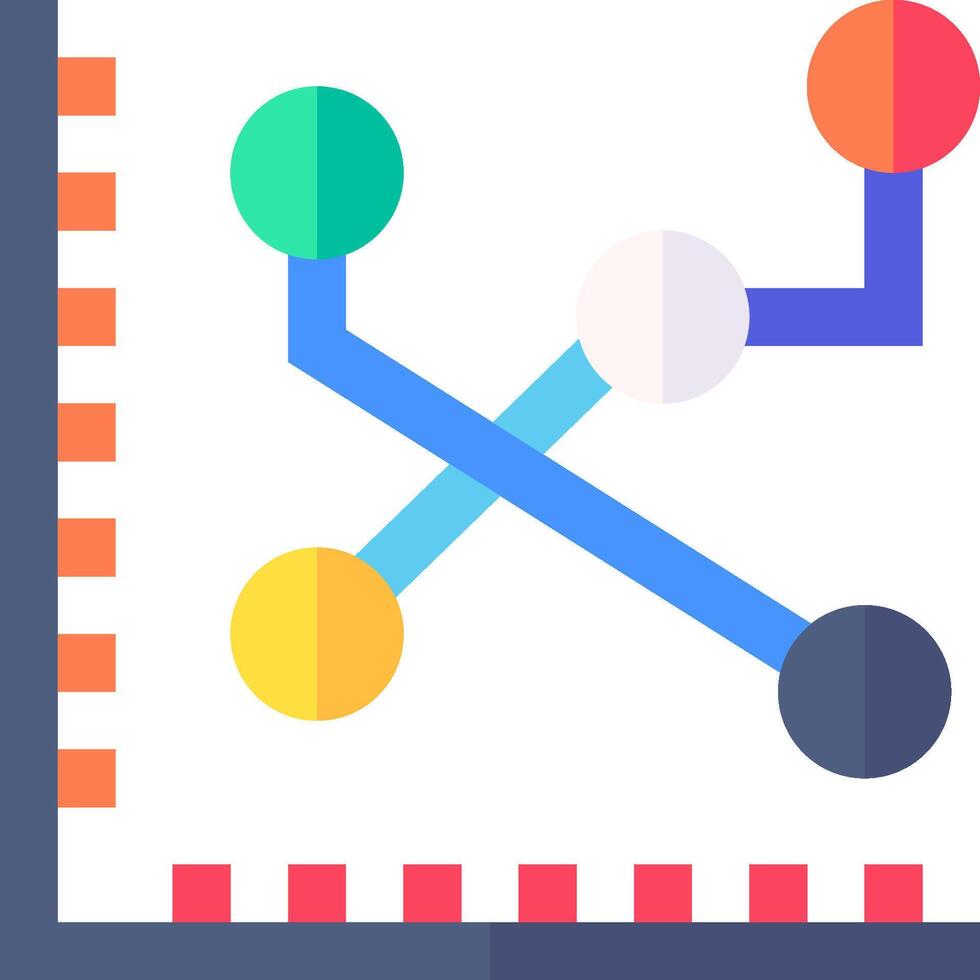 A colorful graphic of a network with different colored circles vector