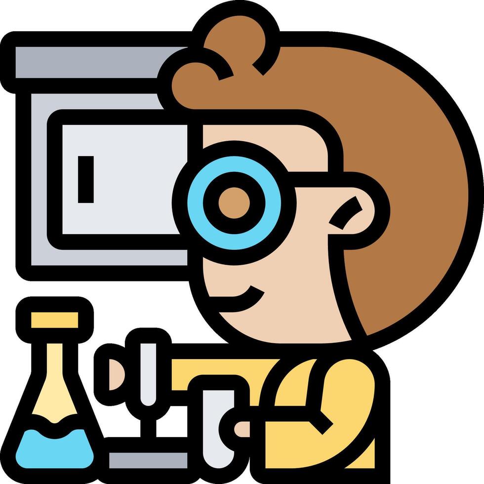 A cartoon man in glasses is working on a project vector