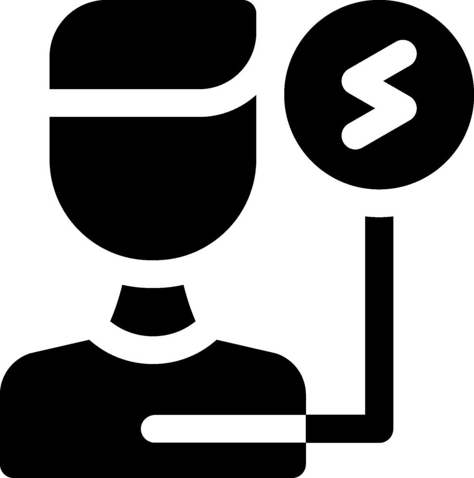 A black and white icon of a person holding a sign vector