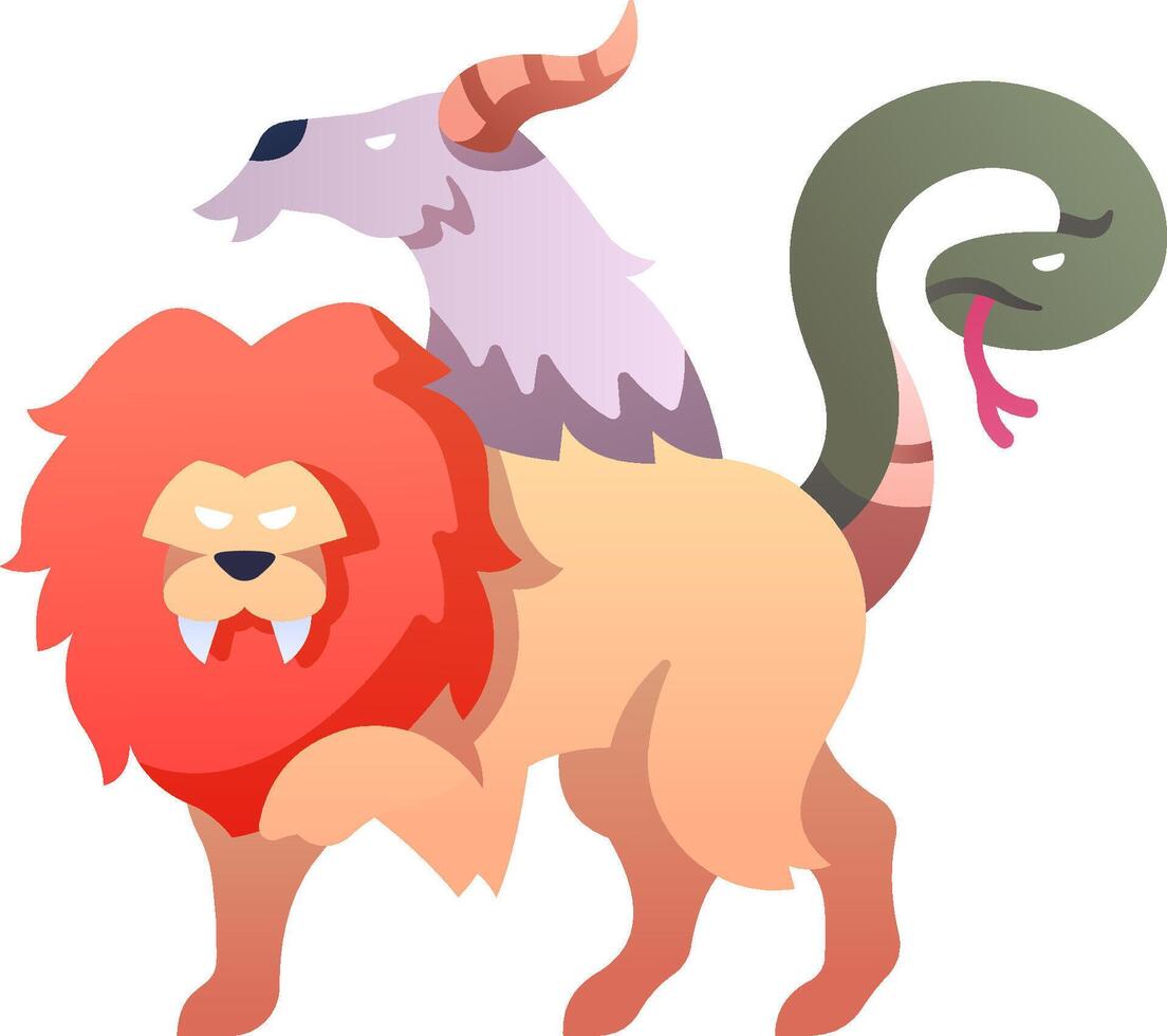 A cartoon lion and snake are standing on top of each other vector