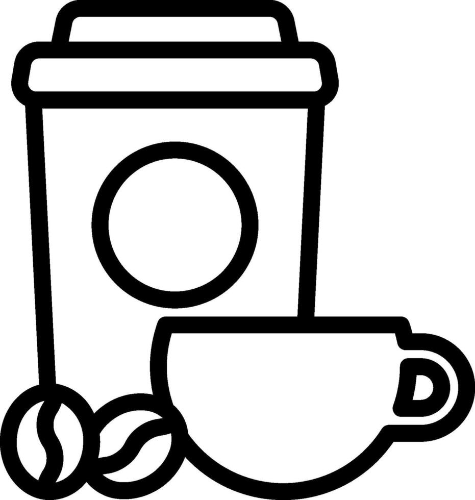 Coffee cup and beans outline icon vector