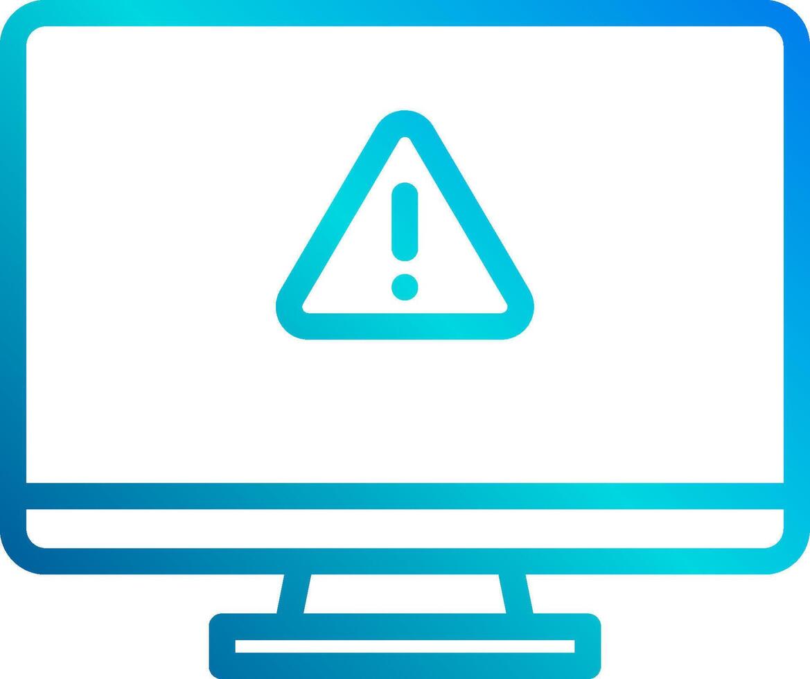 A computer monitor with a warning sign on it vector