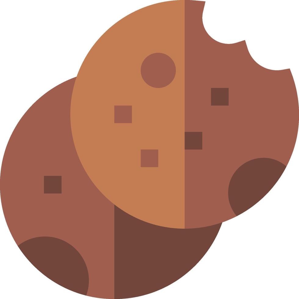 A brown and white cookie with a bite out of it vector