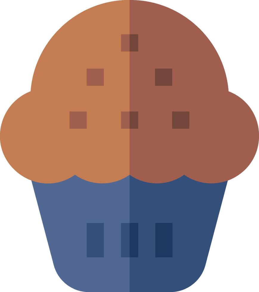 A cupcake icon with a brown and blue top vector