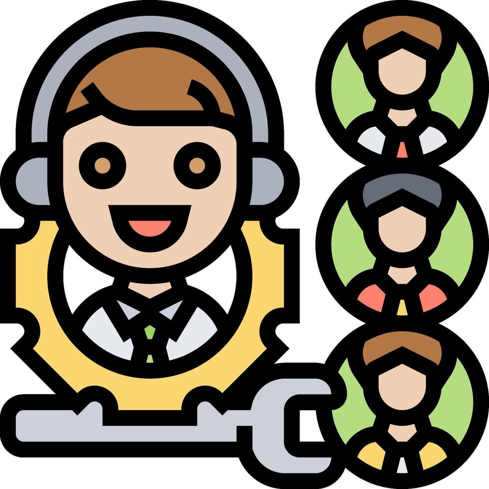 A man with headphones and a wrench icon vector