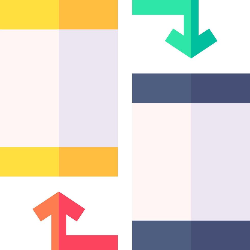 A colorful square with an arrow pointing to the left vector
