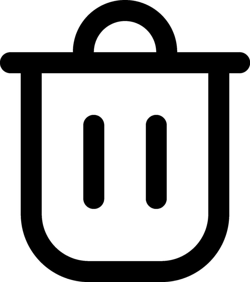 A black and white icon of a trash can vector