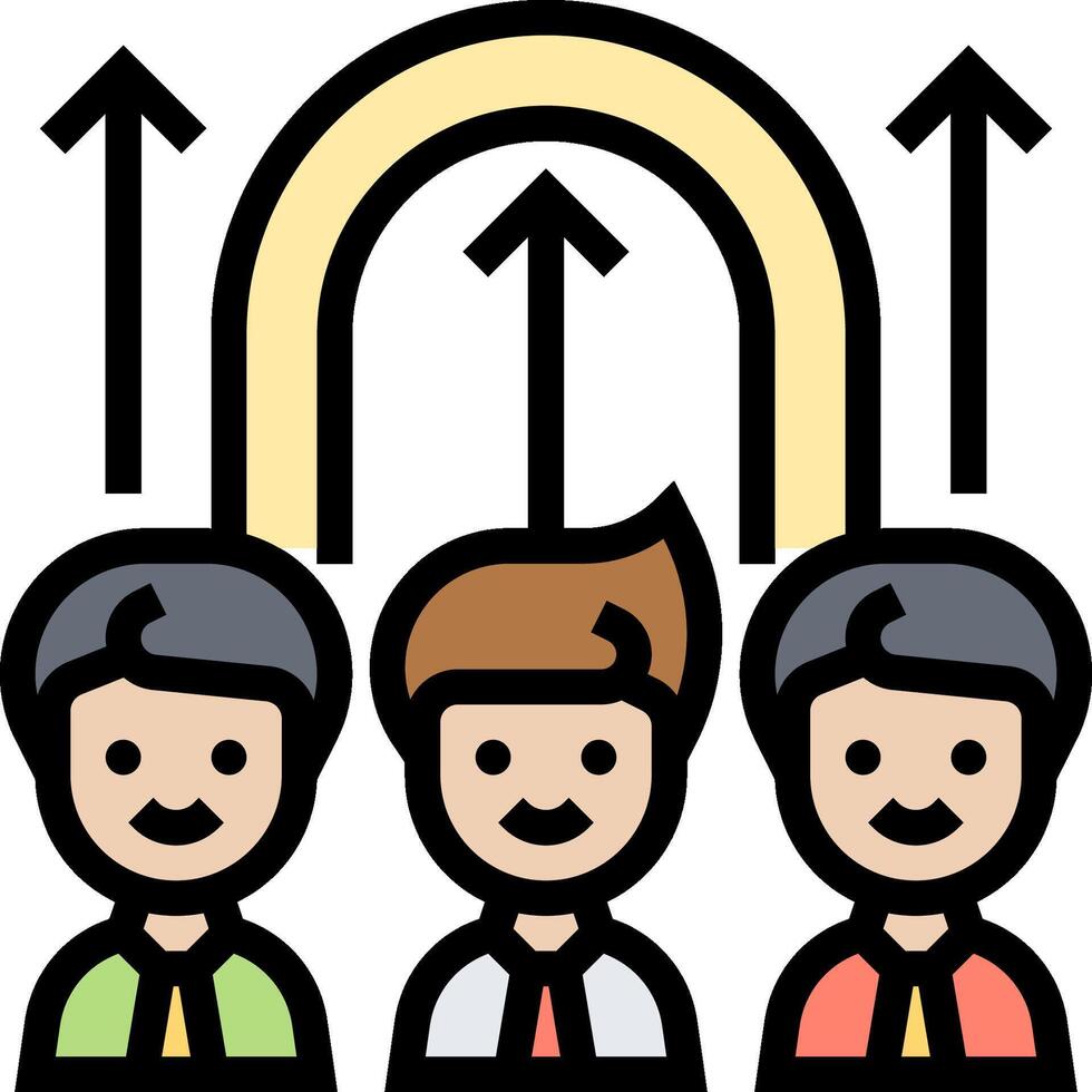 Three people with arrows pointing up and down vector