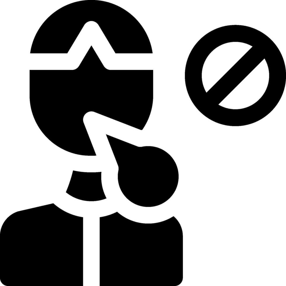 A black and white icon of a man with a no smoking sign vector