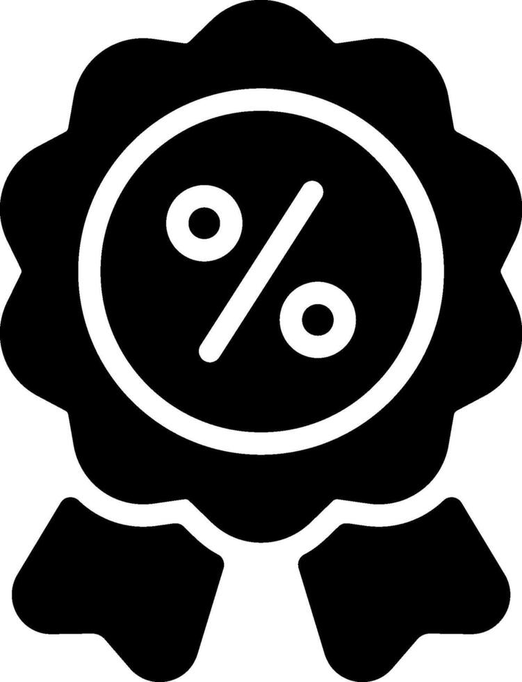 A black and white icon of a percentage sign vector