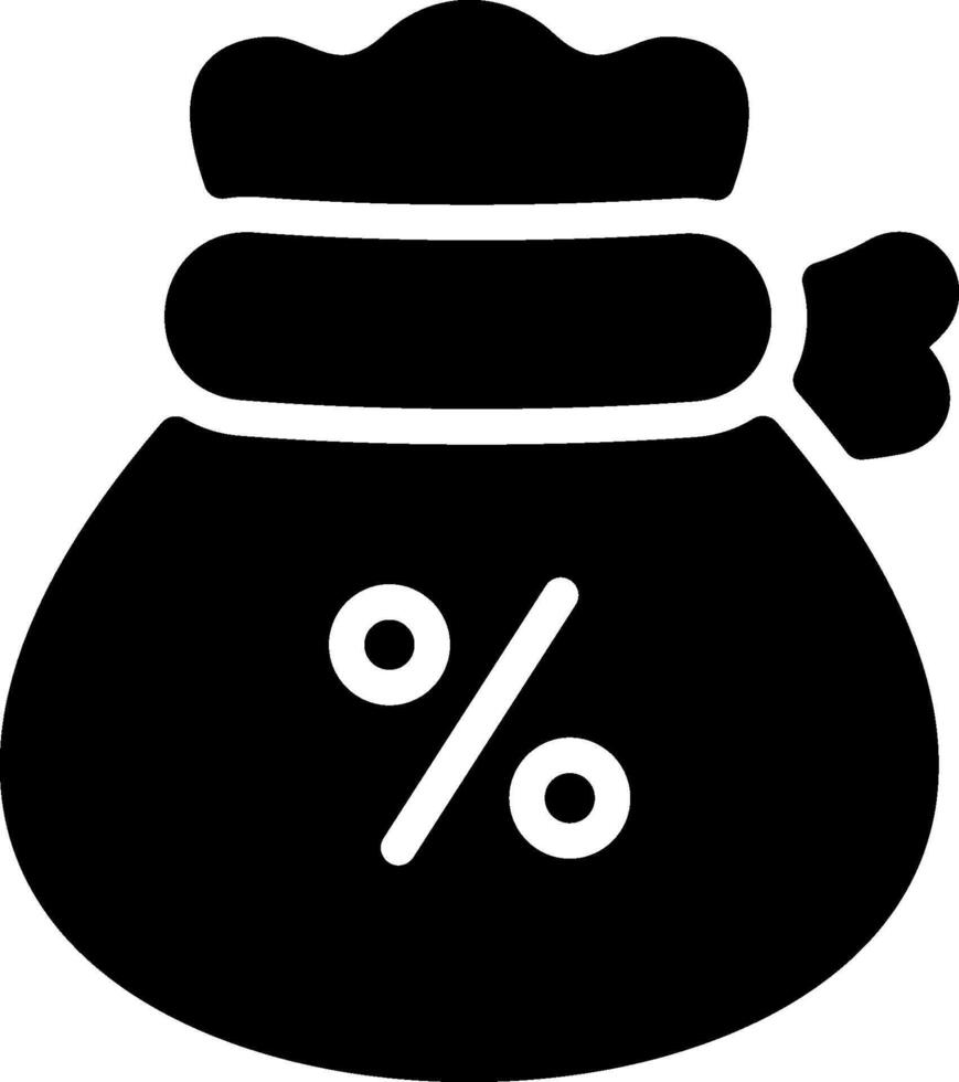 A black and white illustration of a bag with a percentage sign vector