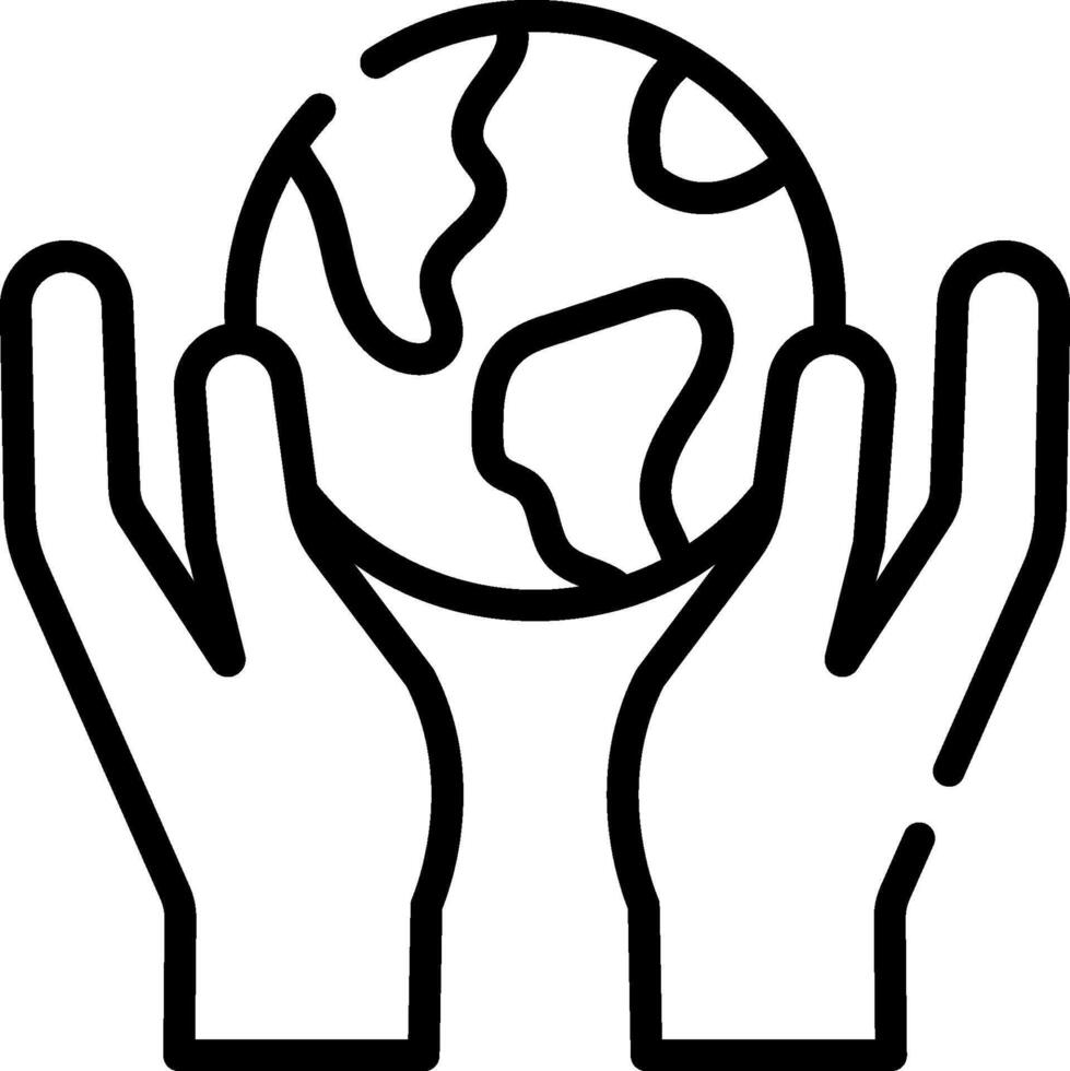 Hands holding a globe icon vector