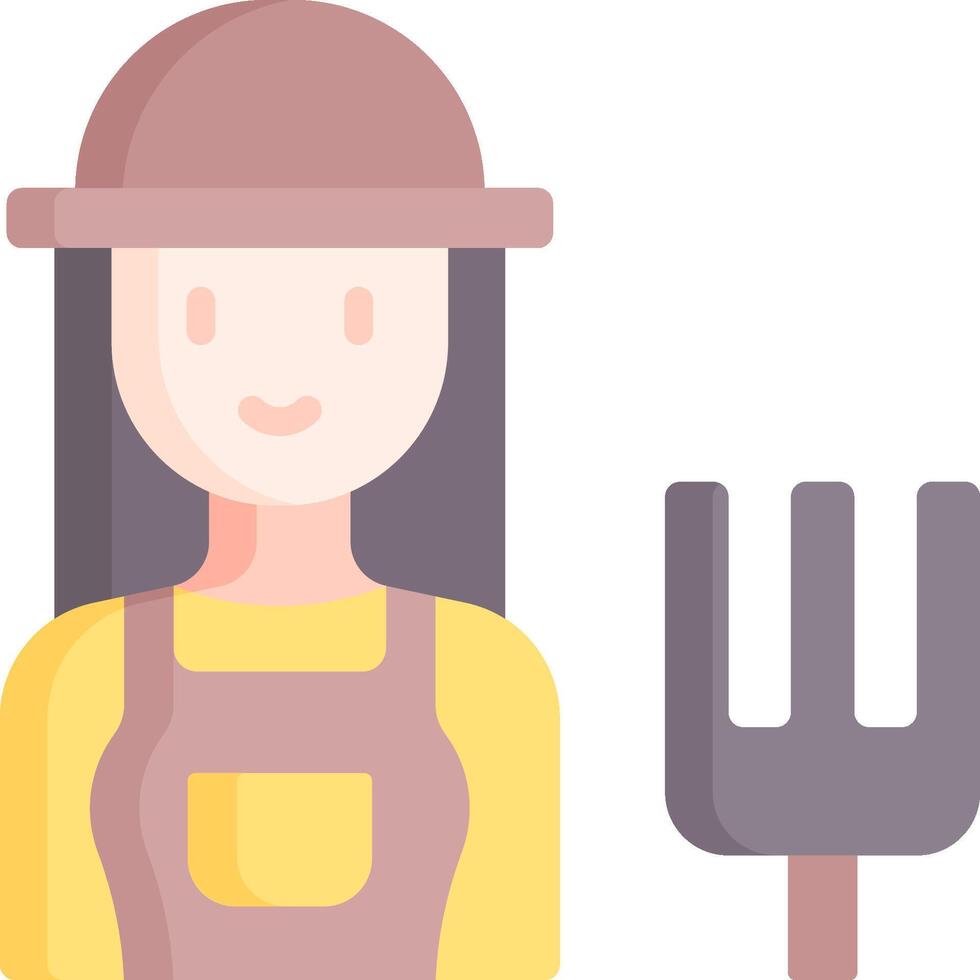 A woman with a pitchfork and a hat vector