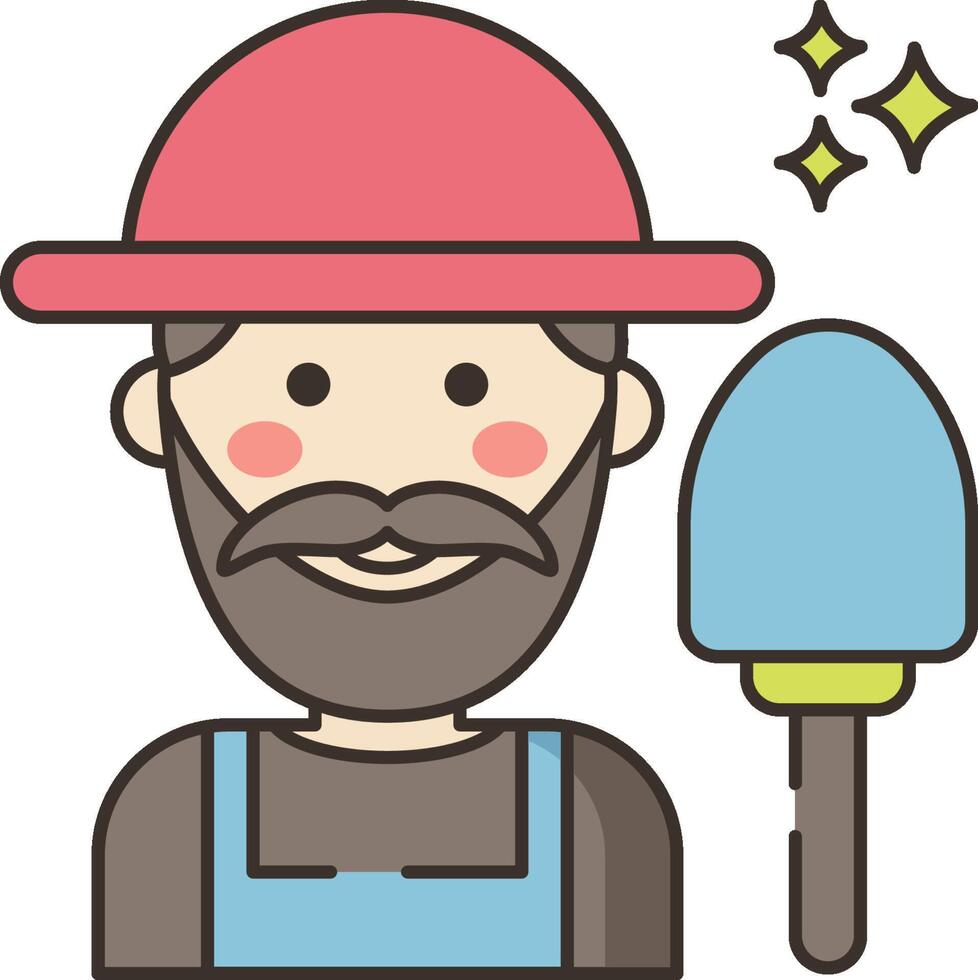 A man with a beard and hat holding a tool vector
