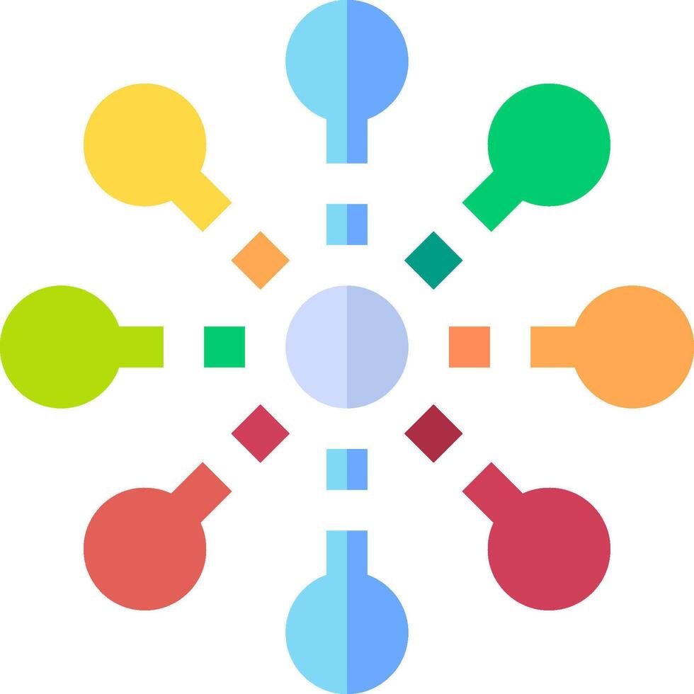 A colorful circle with many different colored pins vector