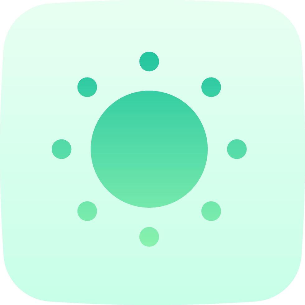 A green and white icon with a sun vector