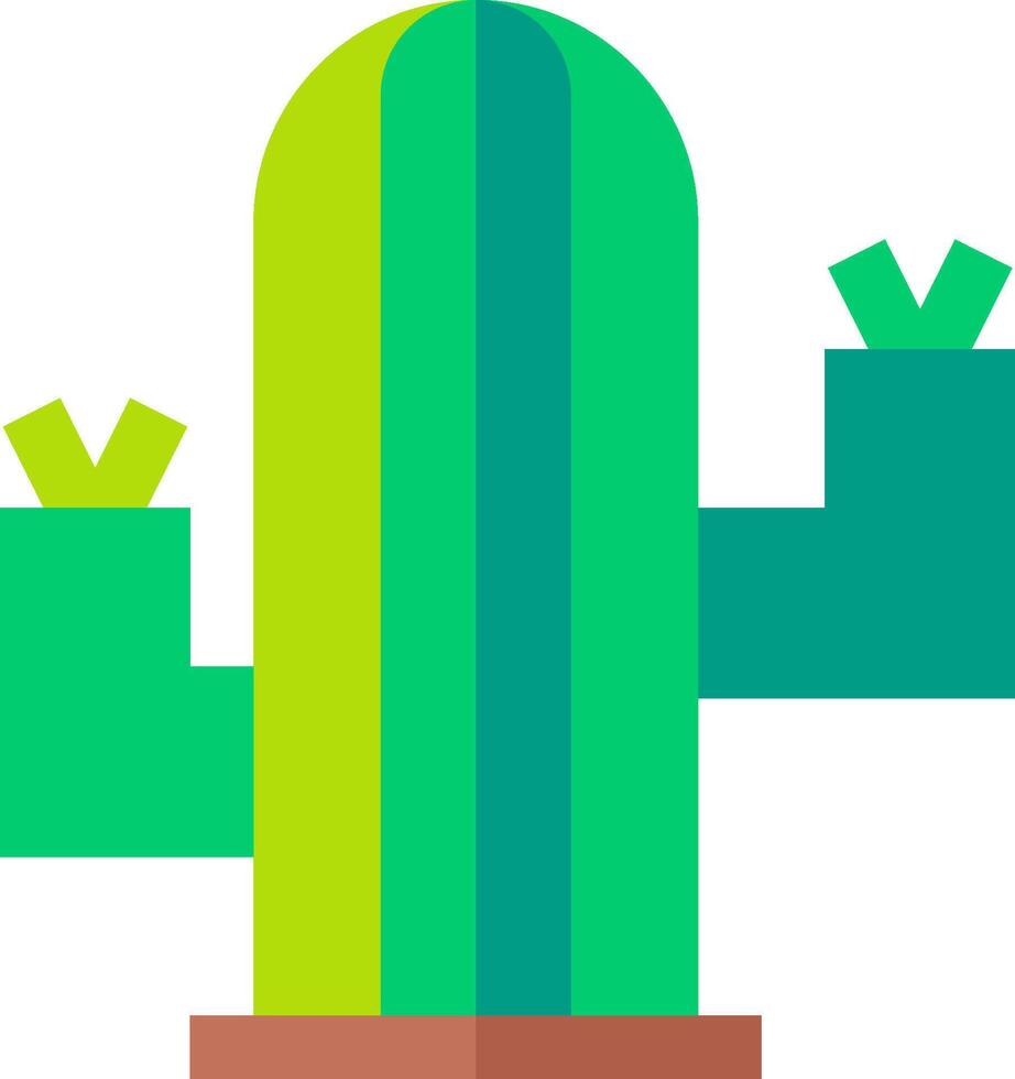 A green cactus with two arms and a leaf vector