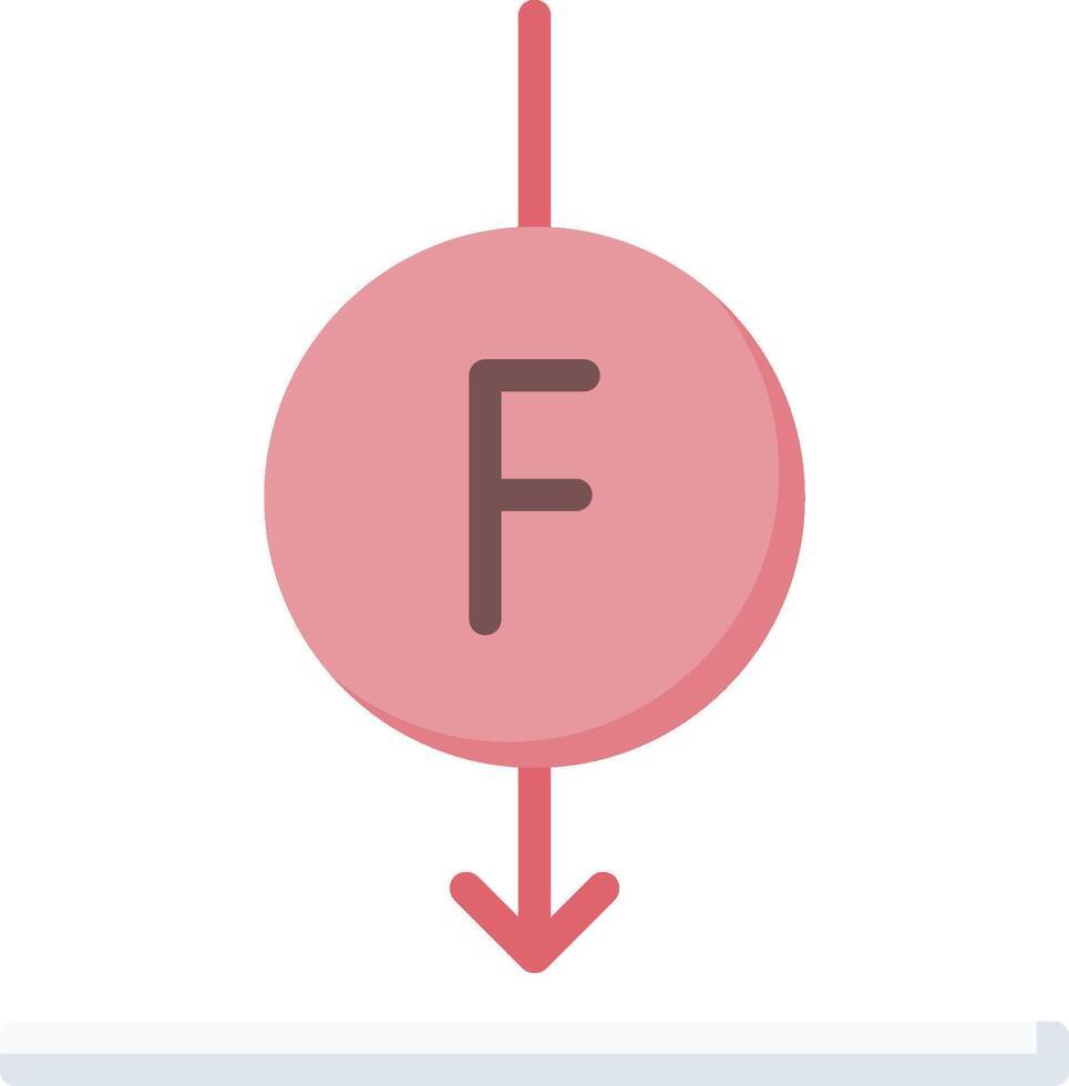 A flat icon of a letter f with an arrow pointing down vector
