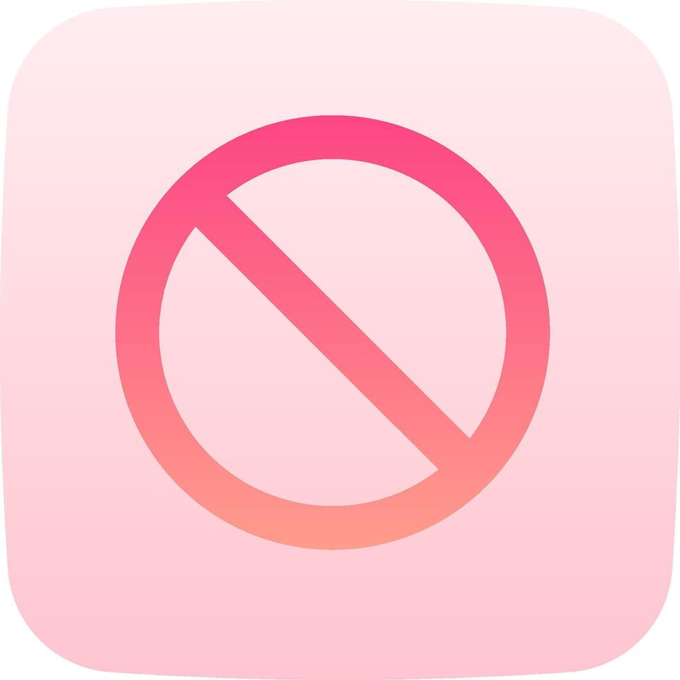 A pink and white icon with a no sign vector