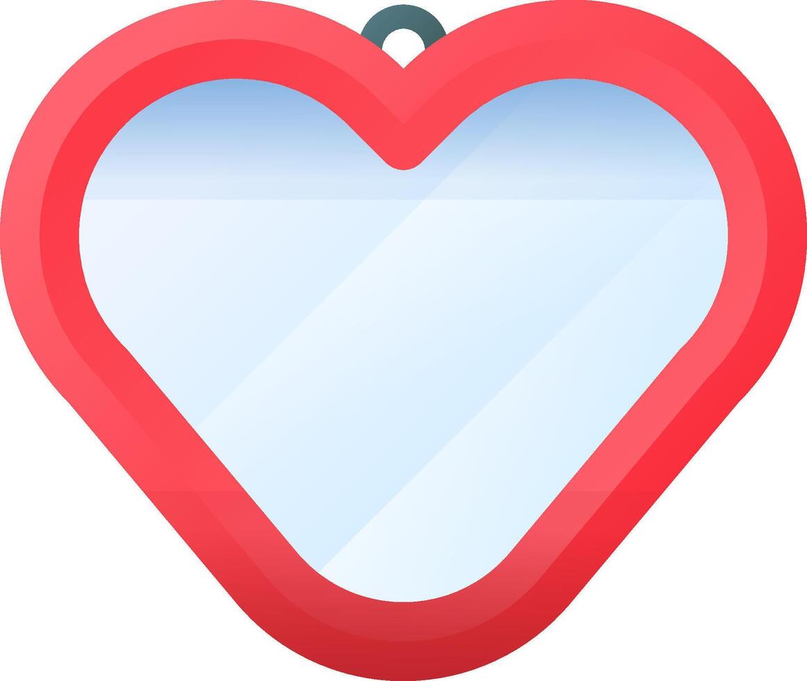 A heart shaped mirror with a red frame vector